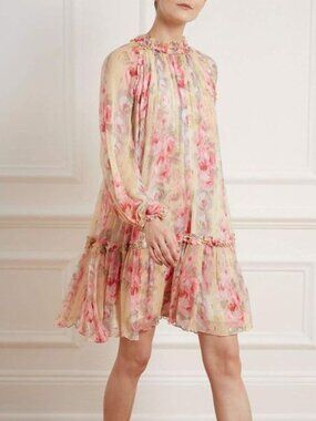 Needle & Thread Ruby Bloom Yellow Mini Dress Size 2